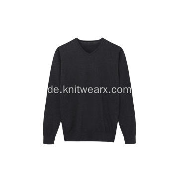 Herren Strickpullover aus dehnbarer Wolle/Acryl/Nylon mit V-Ausschnitt